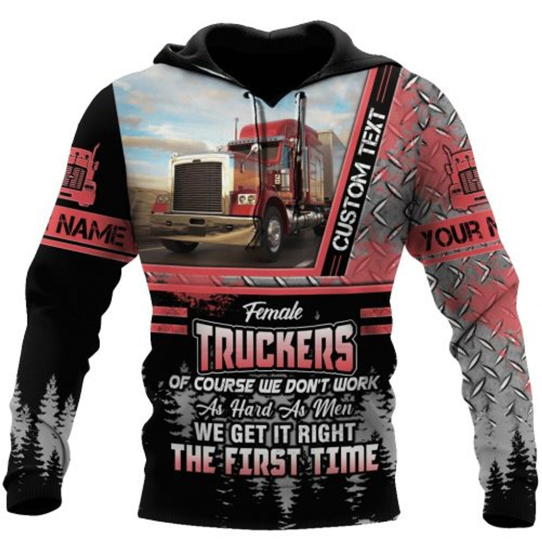 FUNSTUFFPRINT Personalized Trucker 3D Hoodie Female Truckers of Course We Dont Work As Hard As Men 3D Hoodie and Zip Hoodie