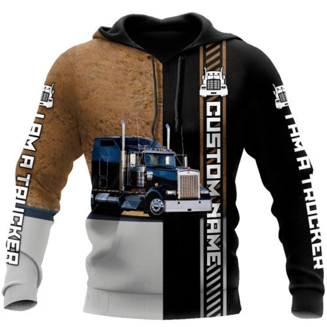 FUNSTUFFPRINT Personalized Trucker 3D Hoodie Im A Trucker Blue Truck 3D Hoodie and Zip Hoodie