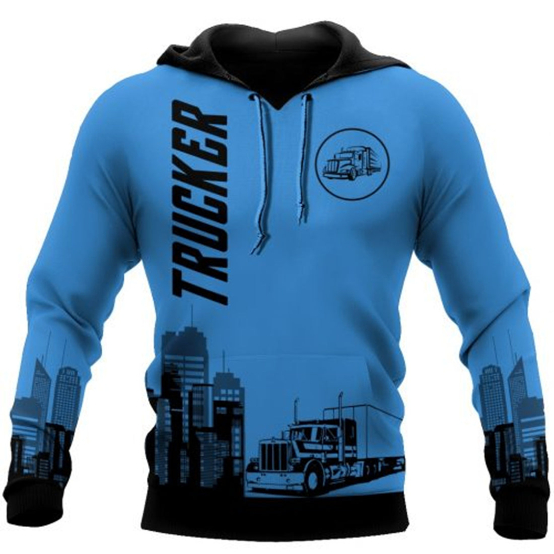 FUNSTUFFPRINT Trucker 3D Hoodie For Men And Women Blue 3D Hoodie and Zip Hoodie