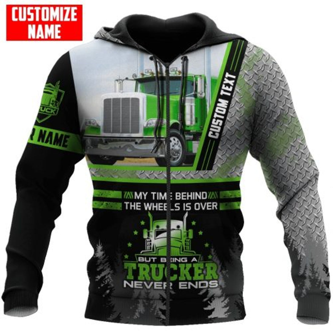FUNSTUFFPRINT Pesonalized Trucker 3D Hoodie My Time Behind The Wheels Is Over 3D Hoodie and Zip Hoodie