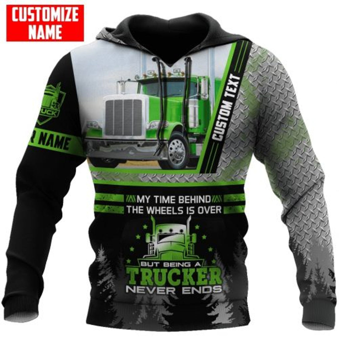 FUNSTUFFPRINT Pesonalized Trucker 3D Hoodie My Time Behind The Wheels Is Over 3D Hoodie and Zip Hoodie