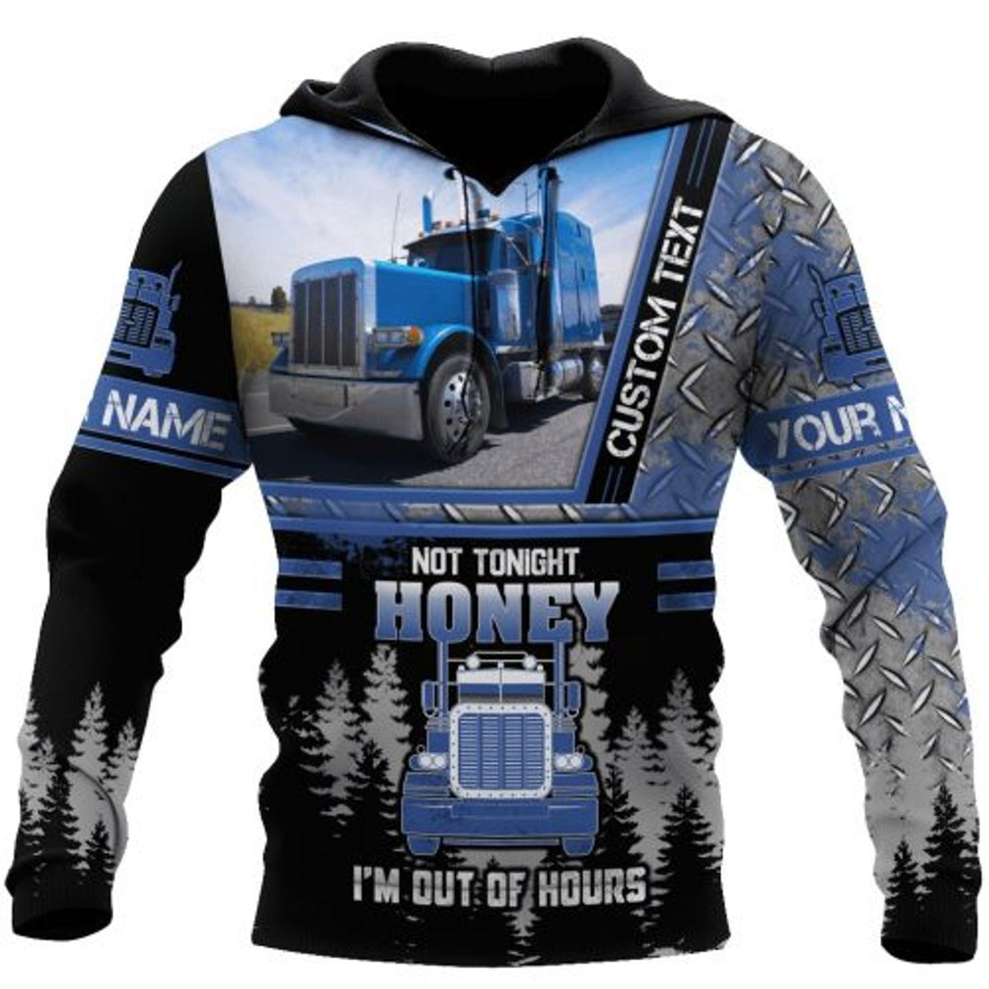 FUNSTUFFPRINT Personalized Trucker 3D Hoodie Not Tonight Honey Im Out Of Hours 3D Hoodie and Zip Hoodie