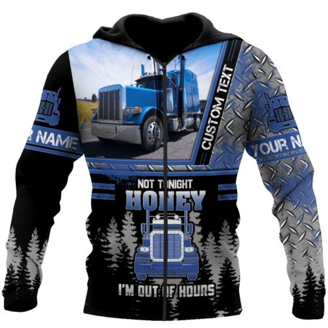 FUNSTUFFPRINT Personalized Trucker 3D Hoodie Not Tonight Honey Im Out Of Hours 3D Hoodie and Zip Hoodie