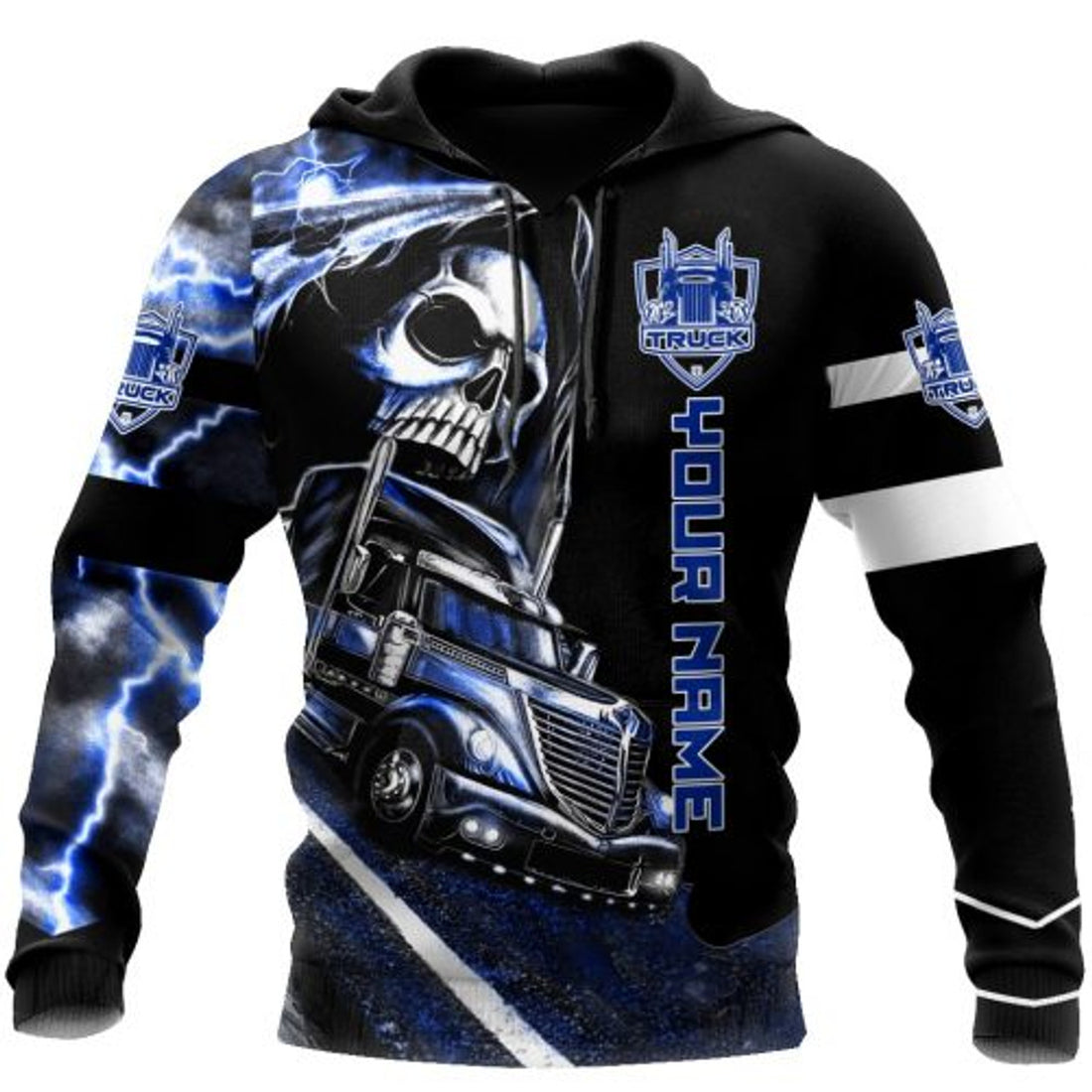 FUNSTUFFPRINT Personalized Trucker Skull 3D Hoodie and Zip Hoodie