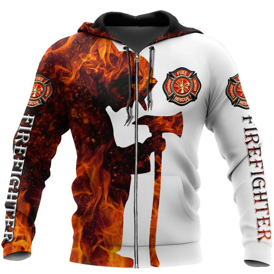 FUNSTUFFPRINT Firefighter 3D Hoodie Courage Honor Fire Rescue 3D Hoodie and Zip Hoodie