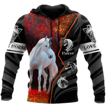 FUNSTUFFPRINT Horse 3D Hoodie Love Horse White Horse 3D Hoodie and Zip Hoodie
