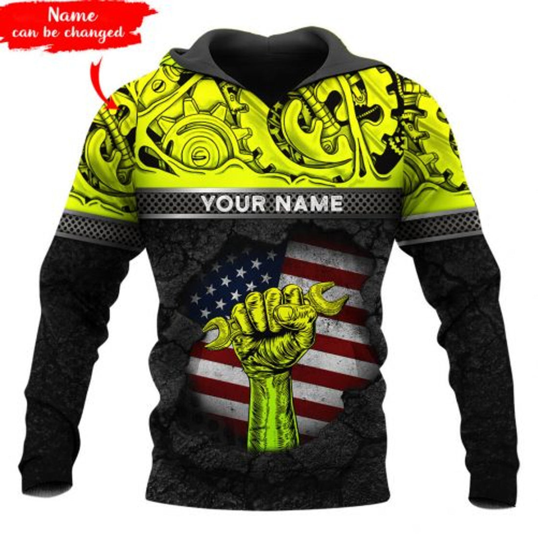 FUNSTUFFPRINT Personalized Mechanic 3D Hoodie American Flag 3D Hoodie and Zip Hoodie