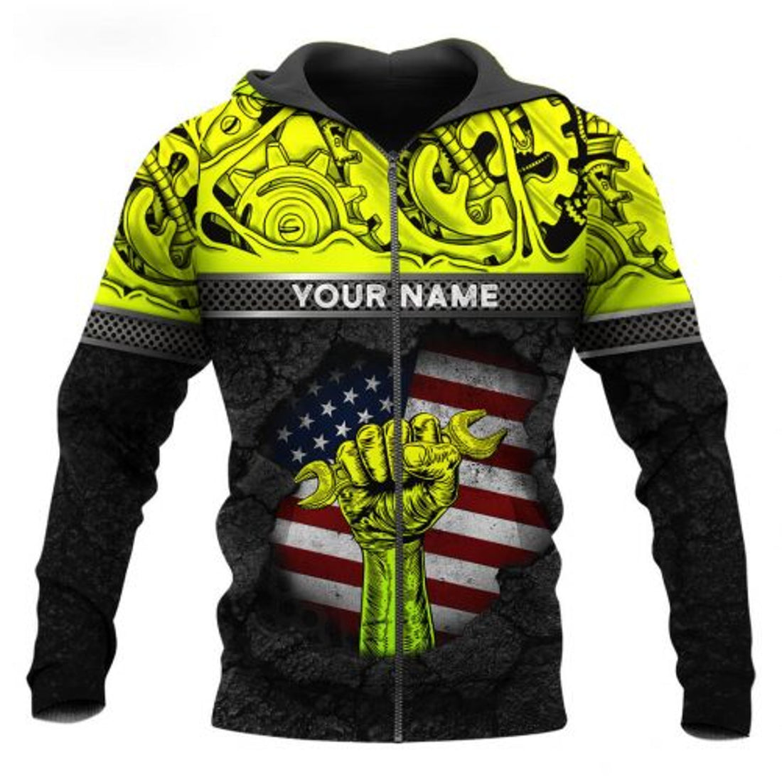 FUNSTUFFPRINT Personalized Mechanic 3D Hoodie American Flag 3D Hoodie and Zip Hoodie