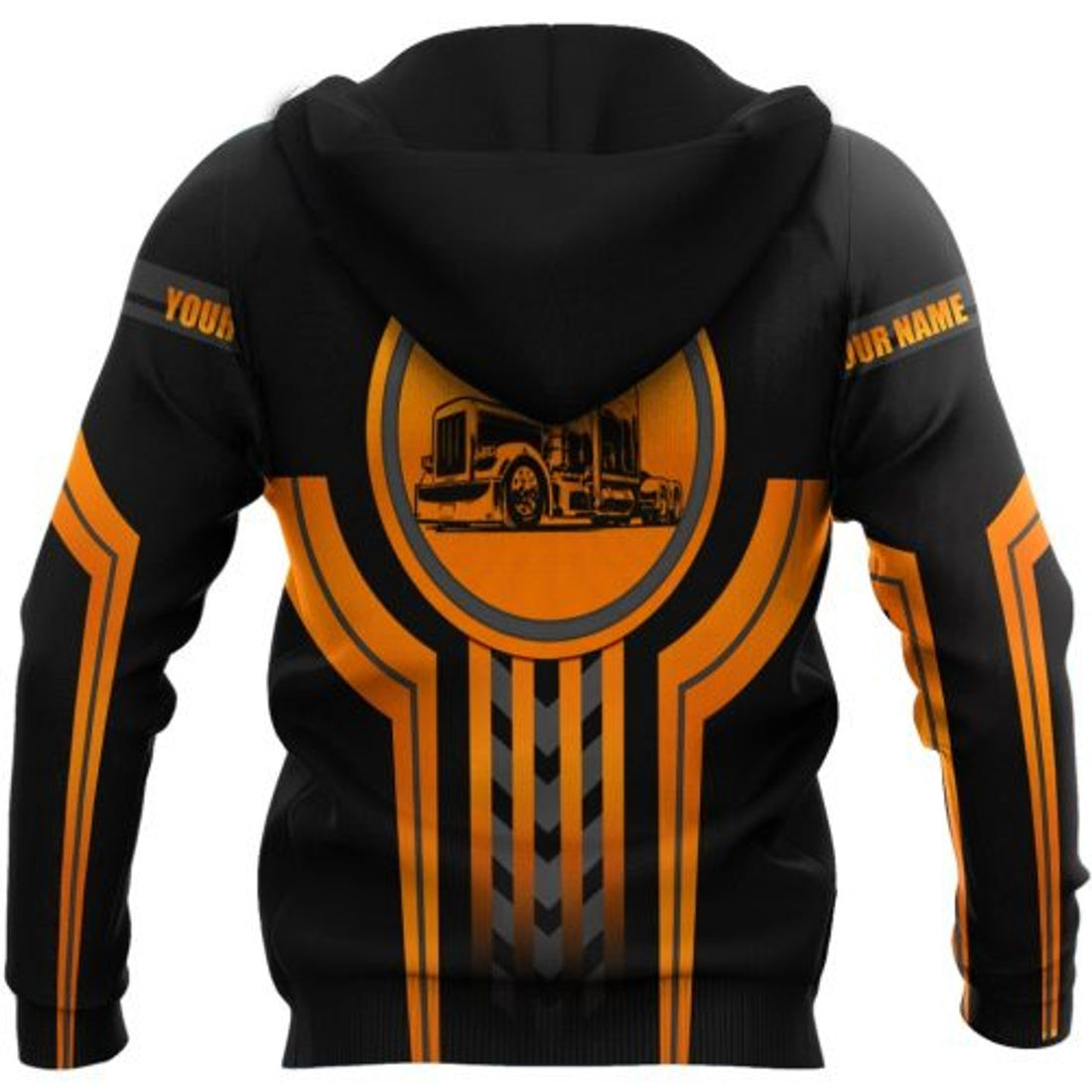 FUNSTUFFPRINT Personalized Trucker 3D Hoodie Black And Orange 3D Hoodie and Zip Hoodie
