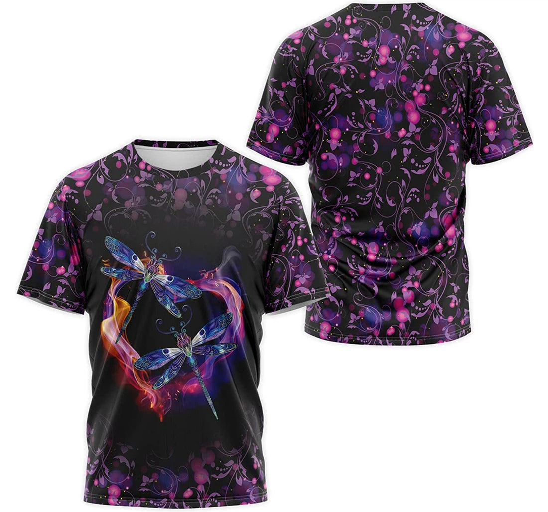 FUNSTUFFPRINT Personalized T-Shirt, Hoodie - Dragonfly Heart Purple Tropical Floral 3D T-shirt