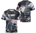 FUNSTUFFPRINT Personalized T-Shirt, Hoodie - Us Navy Veteran Anchor Wave 2 3D T-shirt