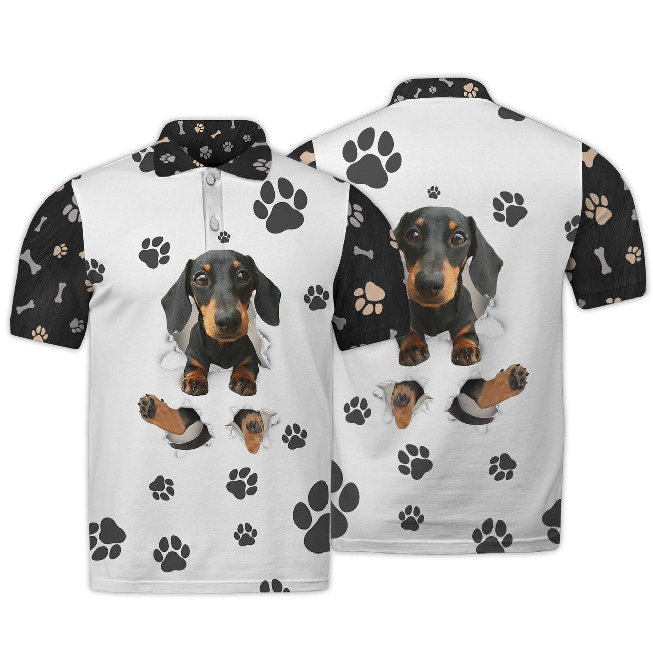 FUNSTUFFPRINT Lovely Dachshund Polo Shirt Size S-5XL