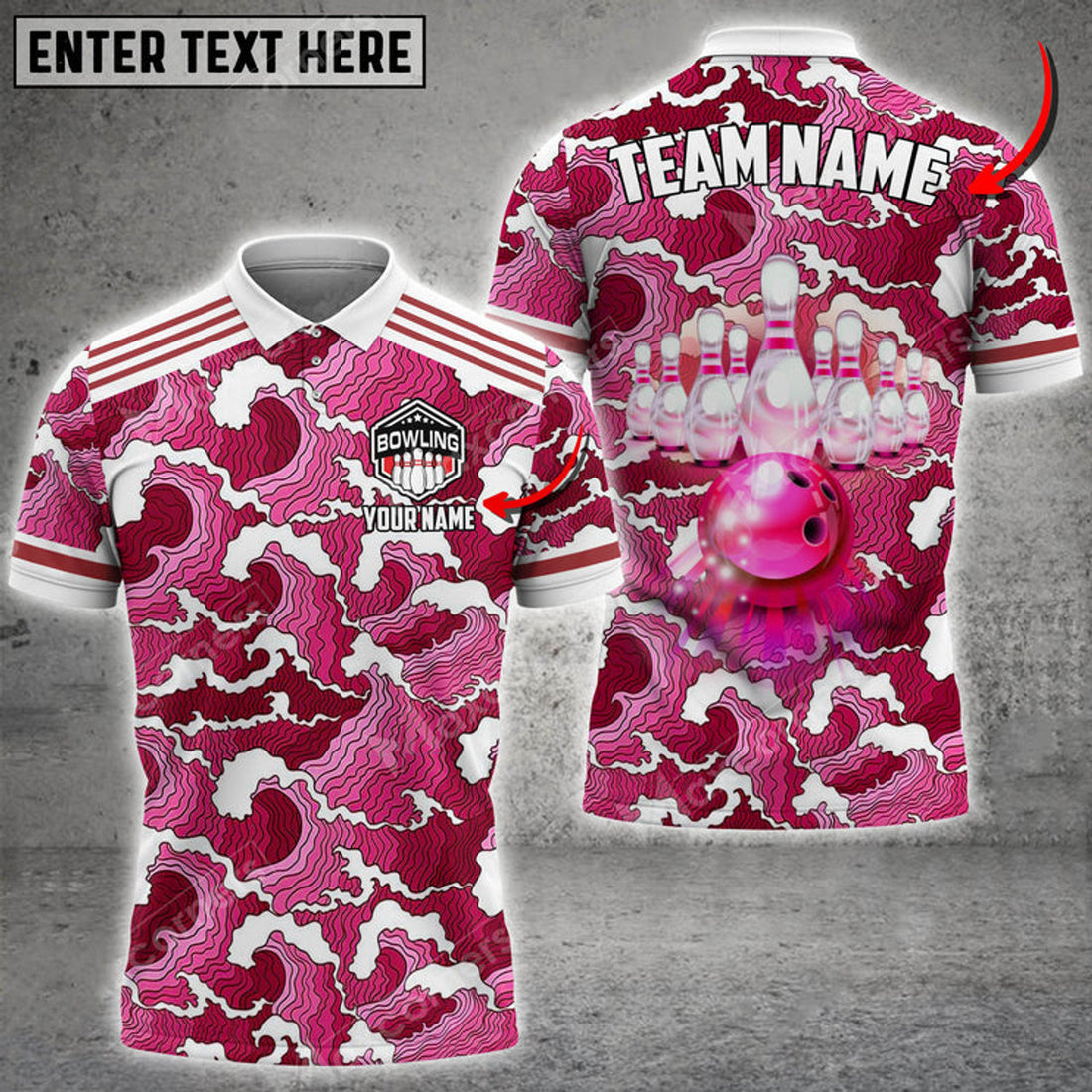 Custom Tsunami Bowling And Pins Customized Name 3D Shirt, Gift For Bowler