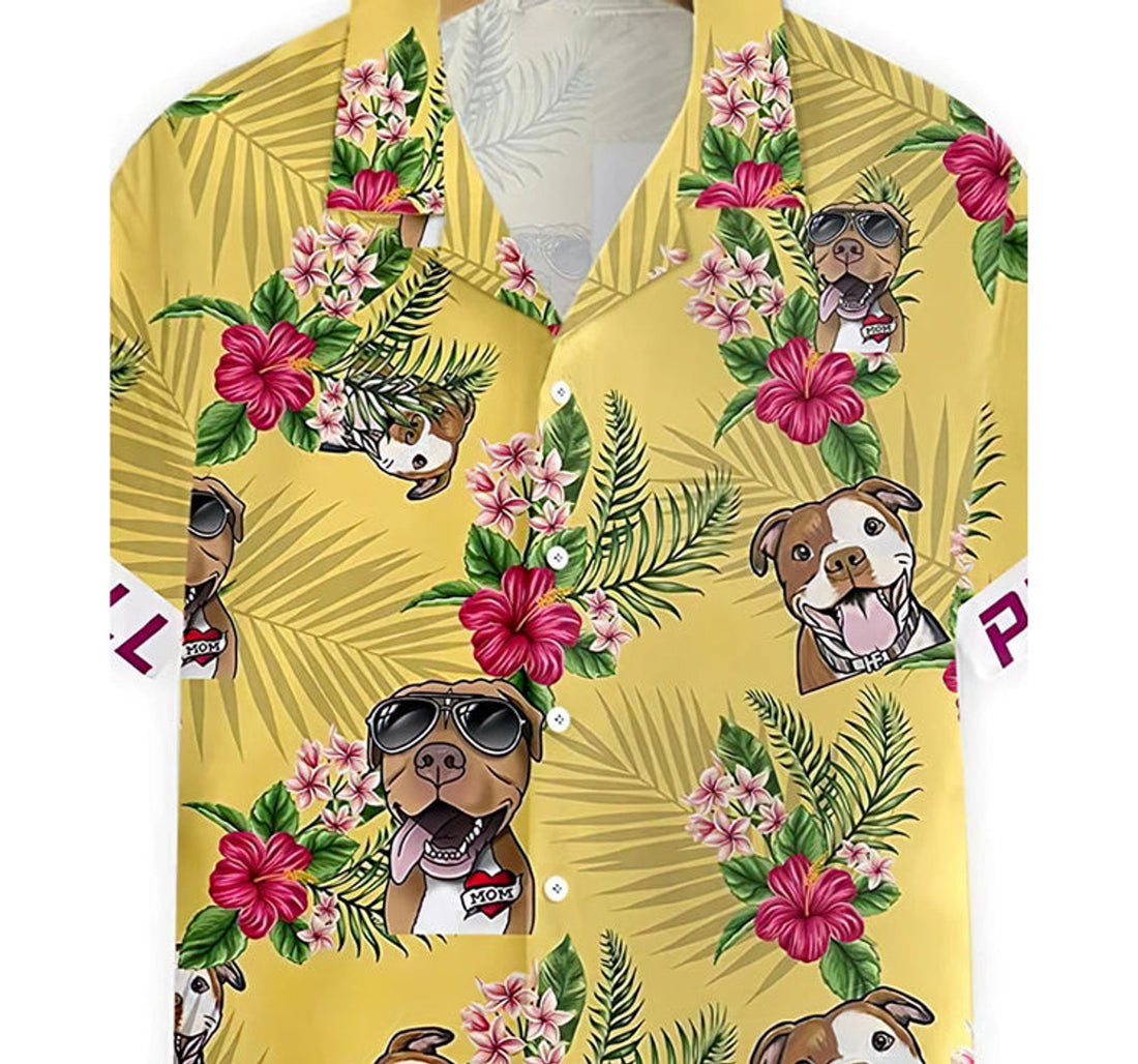 Pitbull Summer Clothes Hawaiian Shirt, Button Up Aloha Shirt For Men, Women