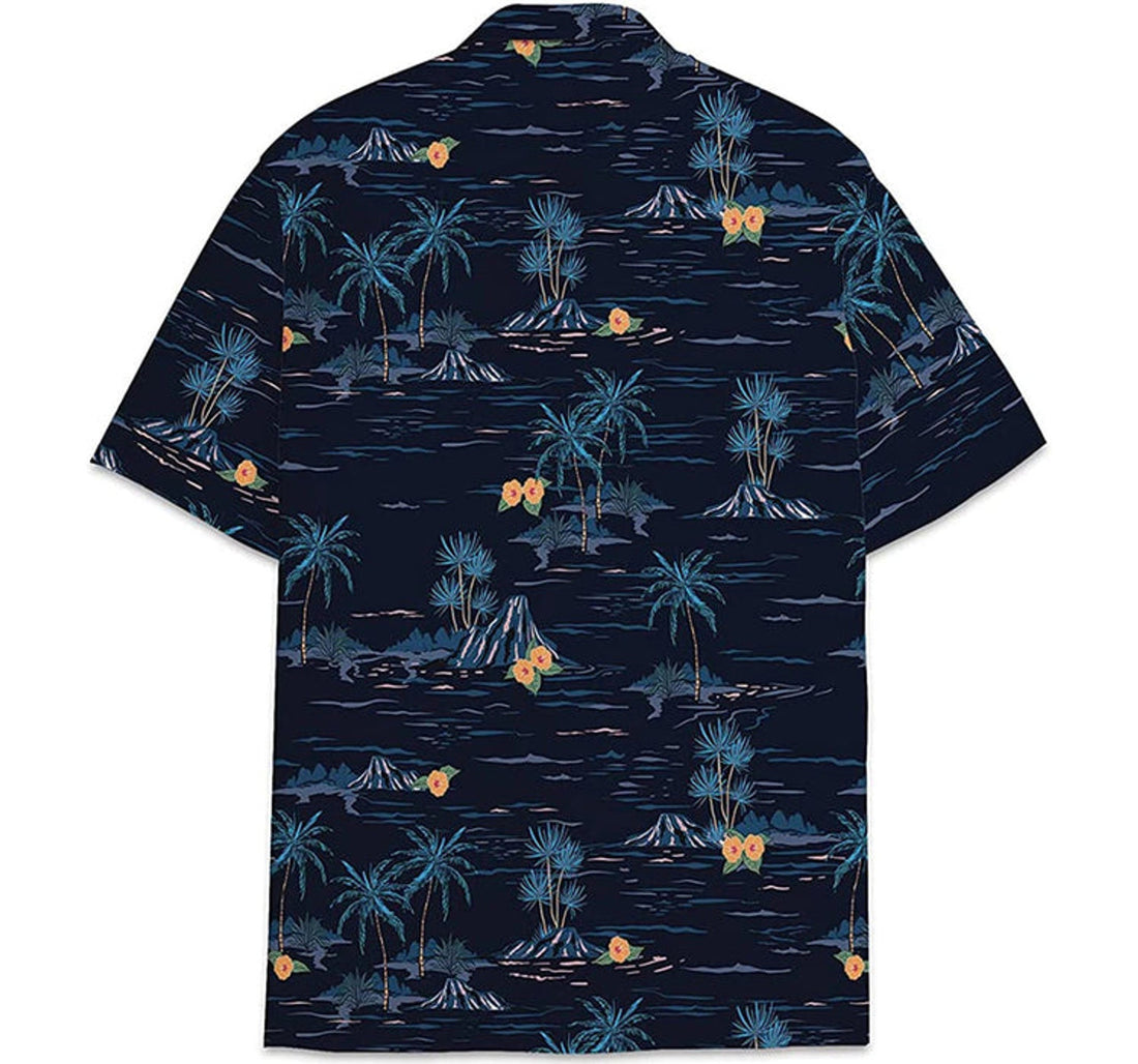 Black Coconut Tree Island Hawaiian Shirt, Button Up Aloha Shirt For Men, Women
