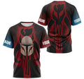 FUNSTUFFPRINT T-Shirt, Hoodie - Custom Name Red Mandalorian 3D T-shirt