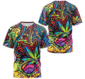 FUNSTUFFPRINT Personalized T-Shirt, Hoodie - Hippie Multicolor Canabis Weed 3D T-shirt