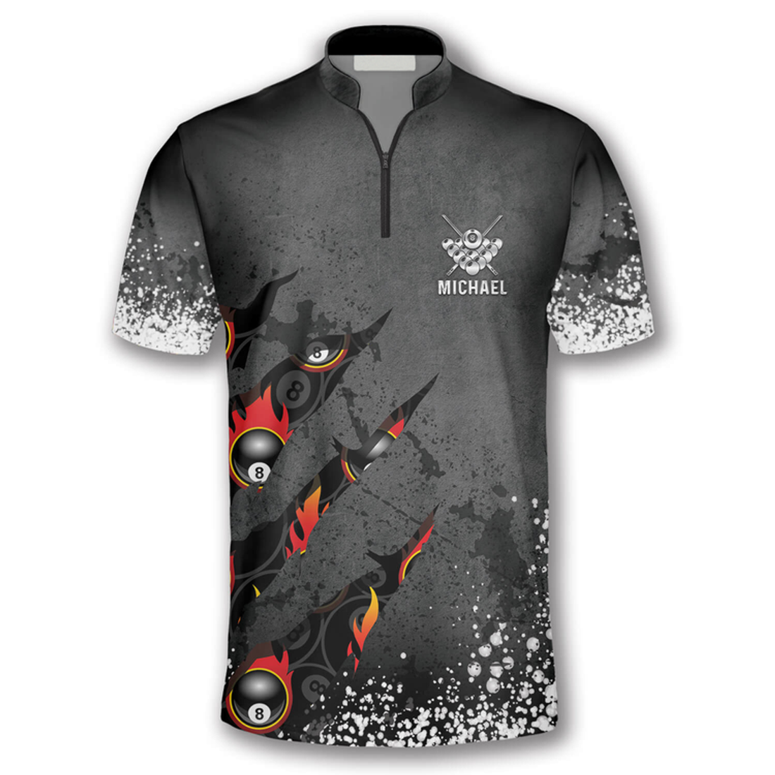 Custom 8 Ball Paint Splash Custom Billiard Jerseys for Men, Personalized Team Name Team Billiard Shirt