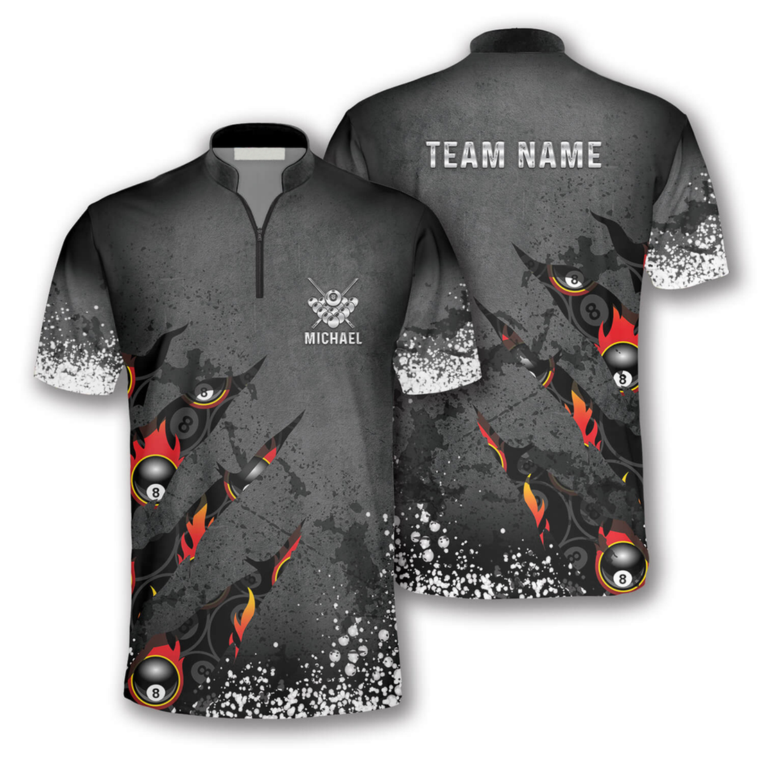 Custom 8 Ball Paint Splash Custom Billiard Jerseys for Men, Personalized Team Name Team Billiard Shirt