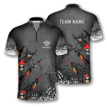 Custom 8 Ball Paint Splash Custom Billiard Jerseys for Men, Personalized Team Name Team Billiard Shirt