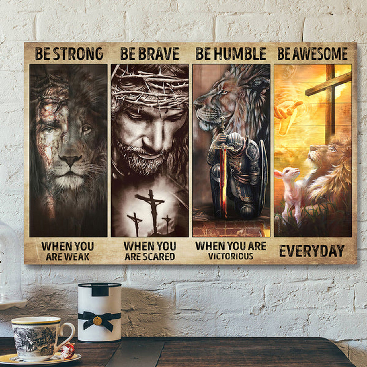 Christian Canvas Wall Art - Bible Verse Canvas Painting - Lion And Jesus Cry Canvas Poster 