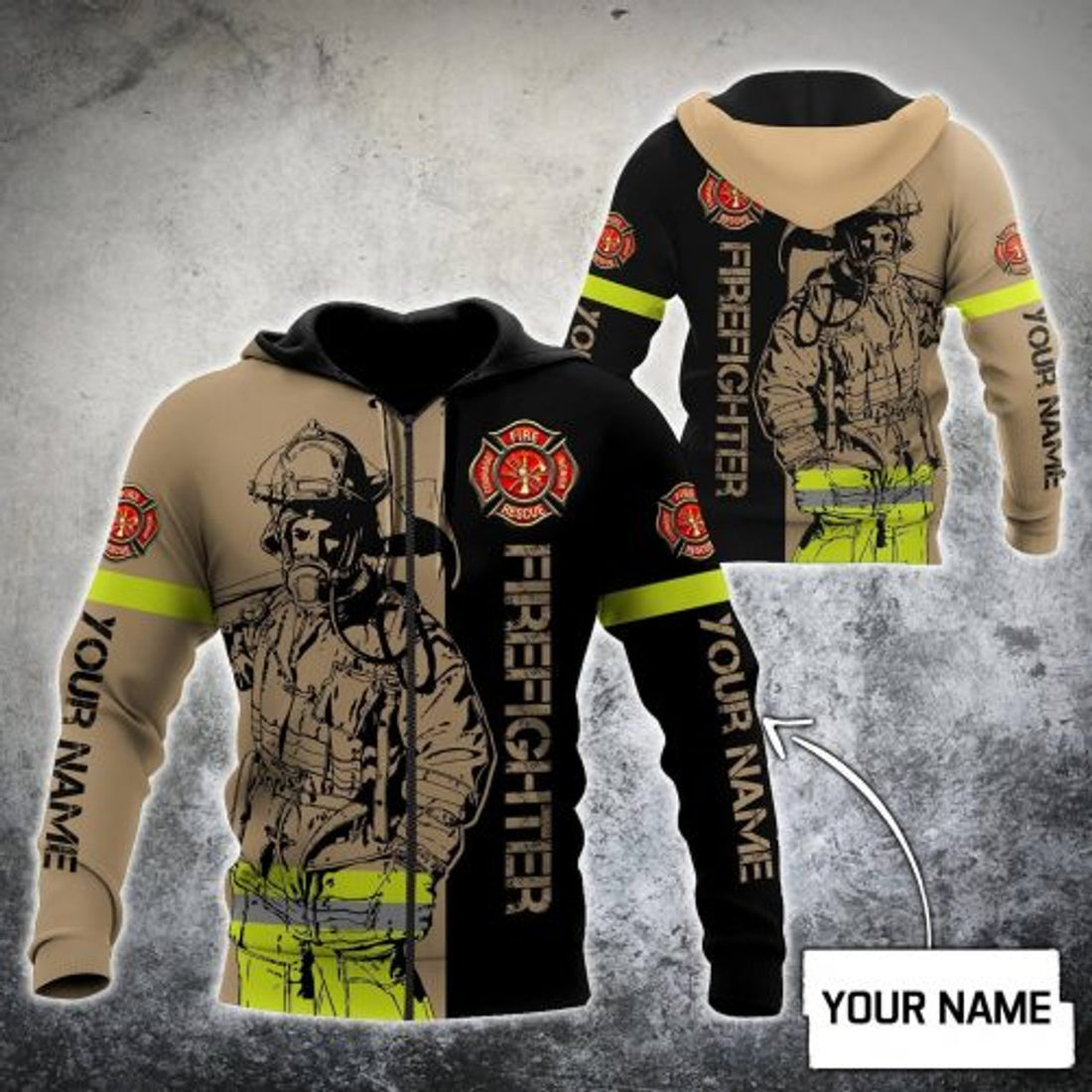 FUNSTUFFPRINT Personalized Firefighter 3D Hoodie For Men Courage Honor Fire Rescue 3D Hoodie and Zip Hoodie