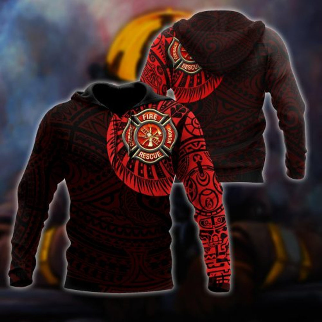 FUNSTUFFPRINT Firefighter Tattoo 3D Hoodie For Men 3D Hoodie and Zip Hoodie