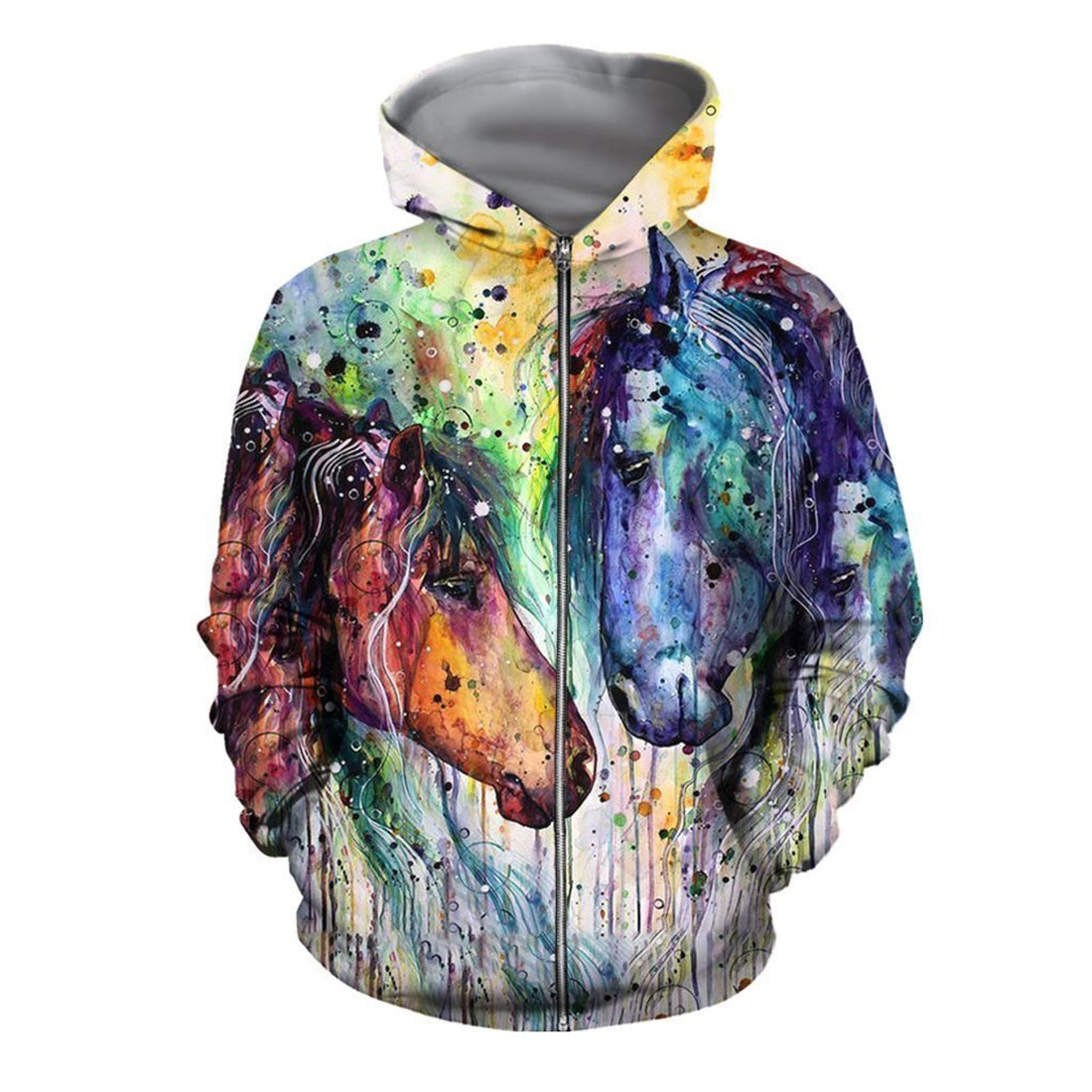 FUNSTUFFPRINT Colorful Horse Art 3D Hoodie and Zip Hoodie