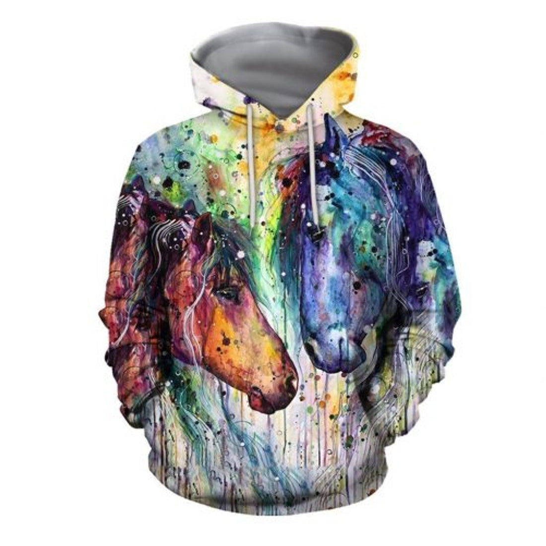 FUNSTUFFPRINT Colorful Horse Art 3D Hoodie and Zip Hoodie