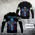 FUNSTUFFPRINT Personalized Firefighter 3D Hoodie Fire Dept Logo American Flag 3D Hoodie and Zip Hoodie