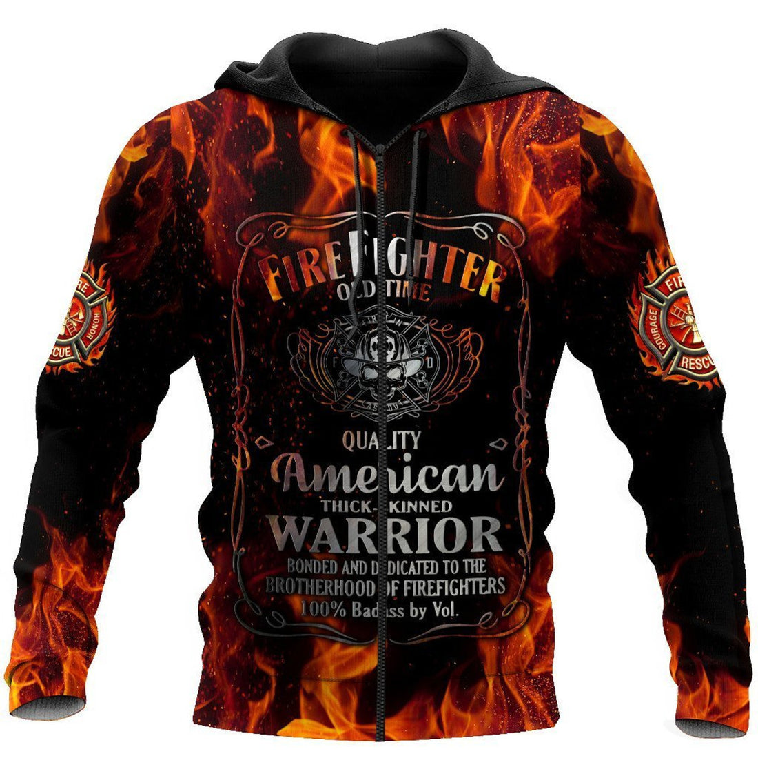 FUNSTUFFPRINT Firefighter 3D Hoodie Firefighter Old Time Quality American Thick Skinned Warrior 3D Hoodie and Zip Hoodie