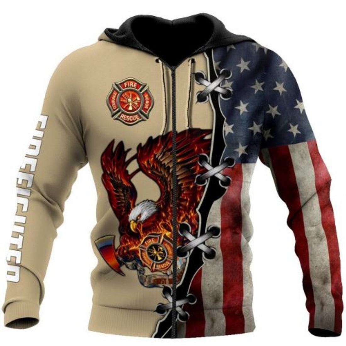 FUNSTUFFPRINT Firefighter 3D Hoodie Eagle 3D Hoodie and Zip Hoodie