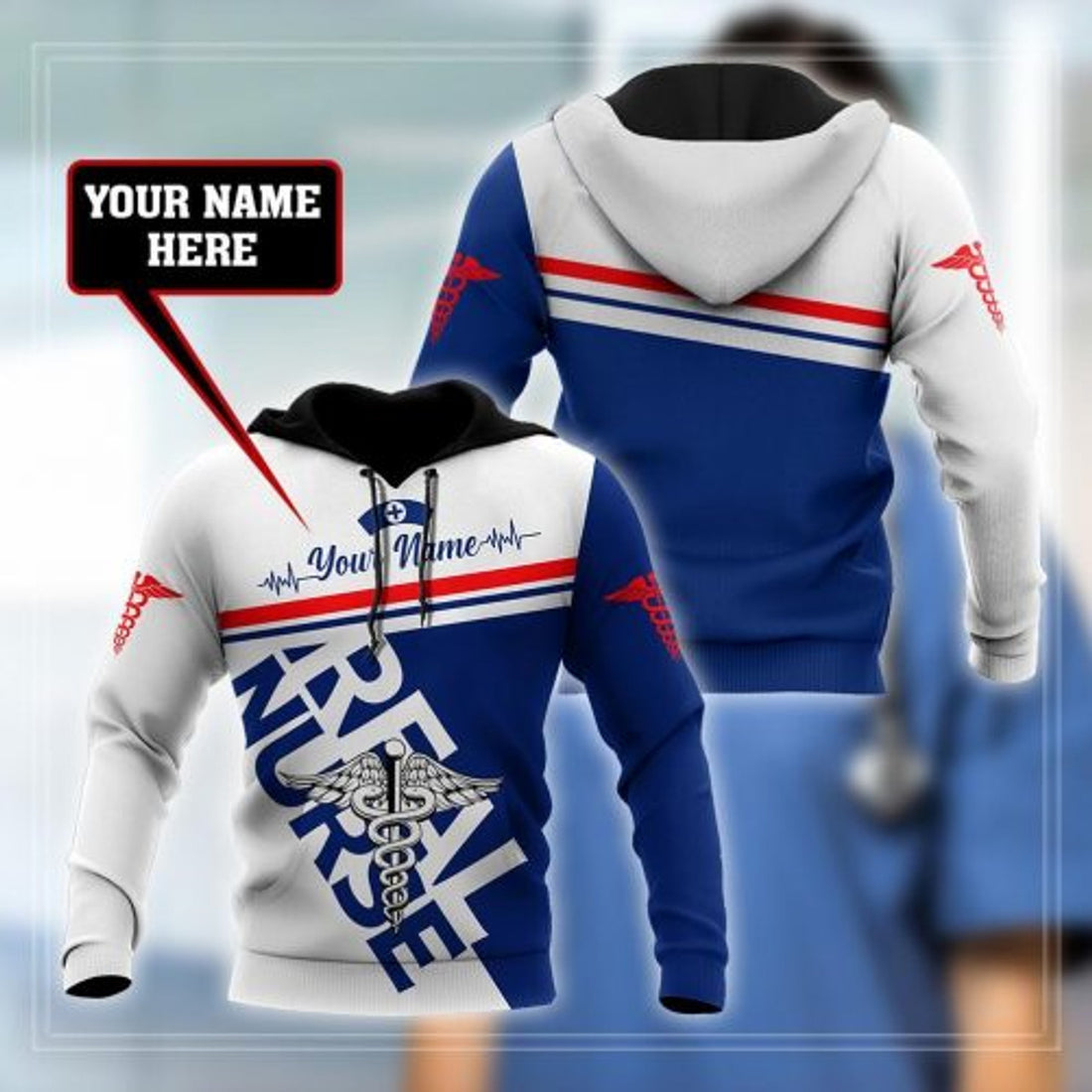 FUNSTUFFPRINT Personalized Nurse 3D Hoodie and Zip Hoodie