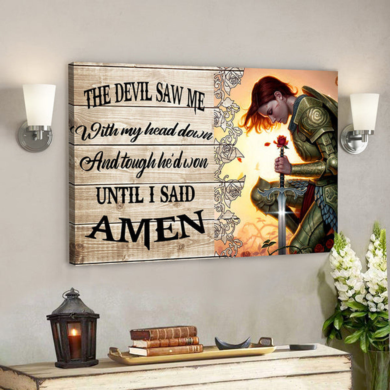 Jesus Poster - Christian Canvas Wall Art - Poster He Though He'd Won Until I Said Amen Canvas Poster 
