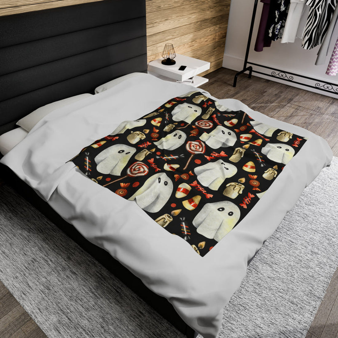 FUNSTUFFPRINT Boo Blankie Velveteen Plush Blanket