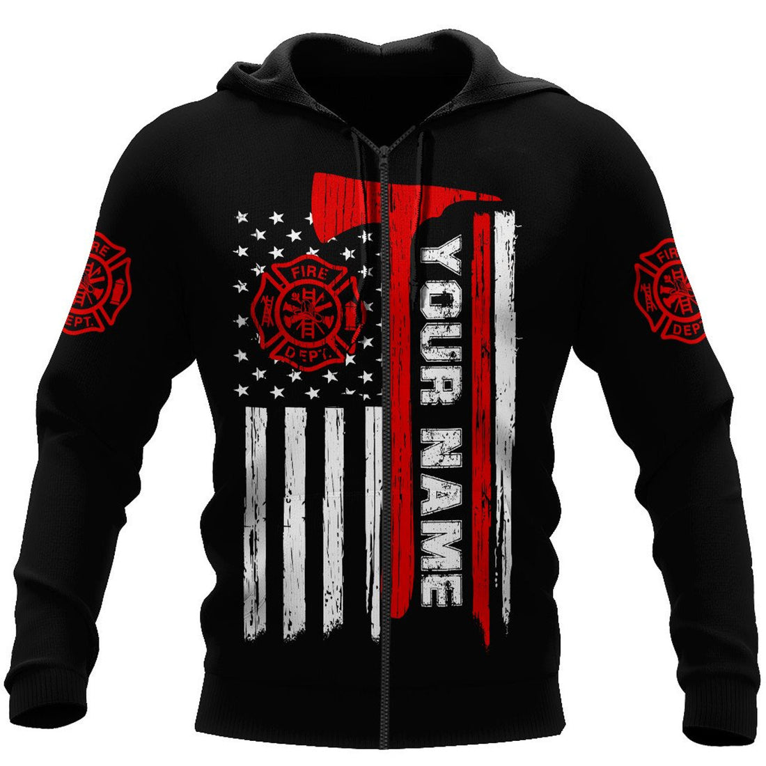 FUNSTUFFPRINT Personalized Firefighter 3D Hoodie For Men Fire Dept Logo 3D Hoodie and Zip Hoodie