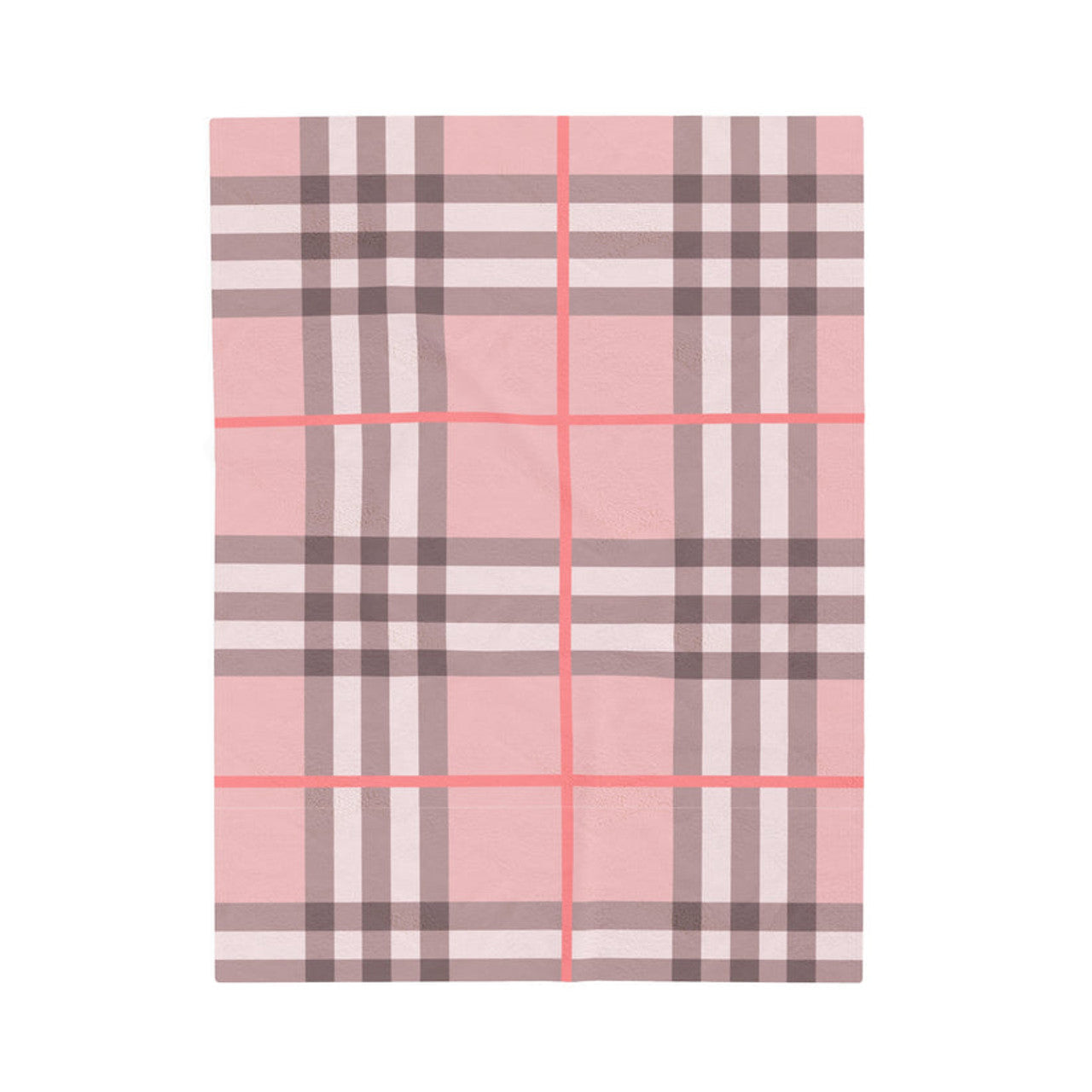 FUNSTUFFPRINT Pink Plaid Velveteen Plush Blanket