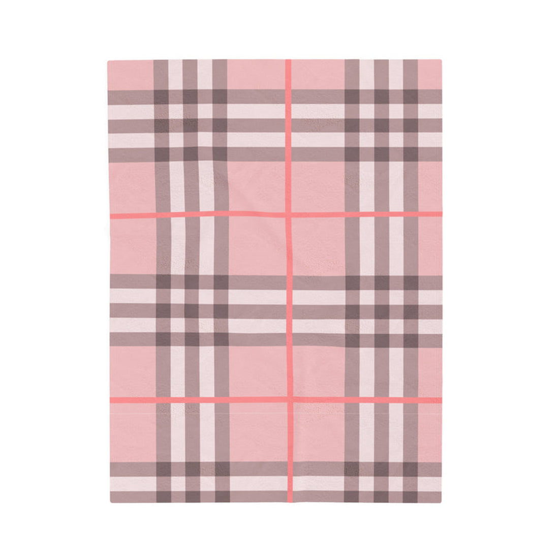 FUNSTUFFPRINT Pink Plaid Velveteen Plush Blanket