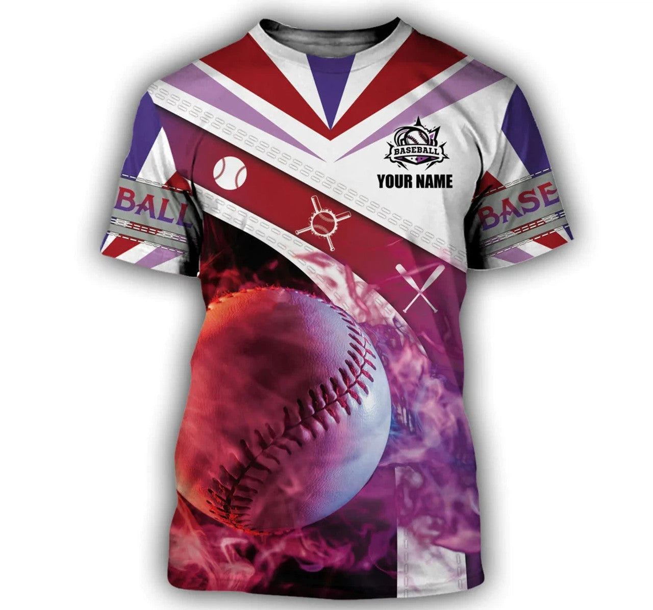 FUNSTUFFPRINT Custom Baseball Baseball Up Baseball Player Baseball Team Uniform - 3D Printed T-shirt