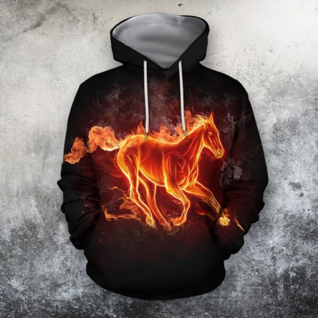 FUNSTUFFPRINT Horse 3D Hoodie Horse Fire Black 3D Hoodie 3D Hoodie and Zip Hoodie