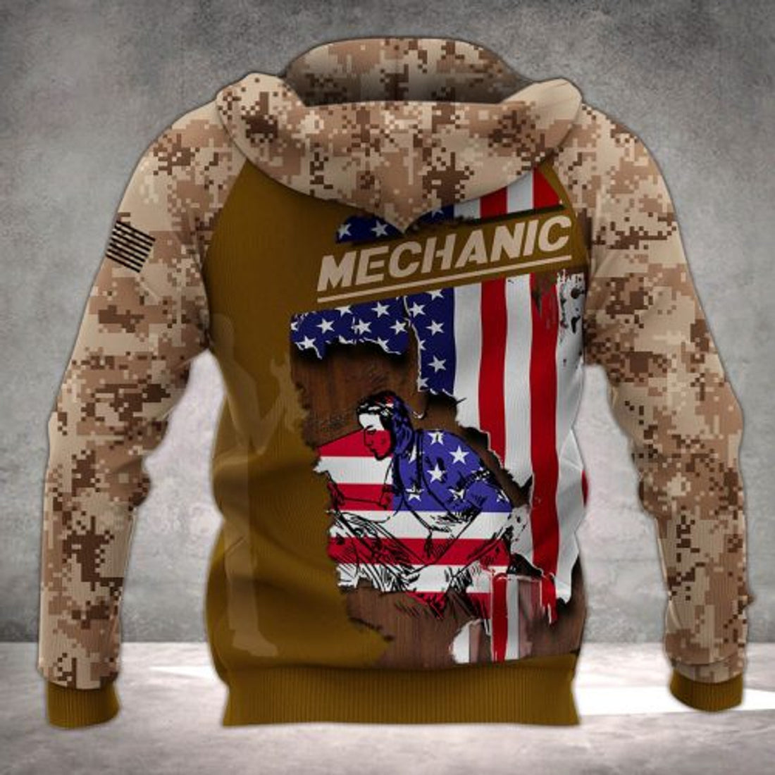 FUNSTUFFPRINT Mechanic 3D Hoodie American Flag Patriot 3D Hoodie and Zip Hoodie