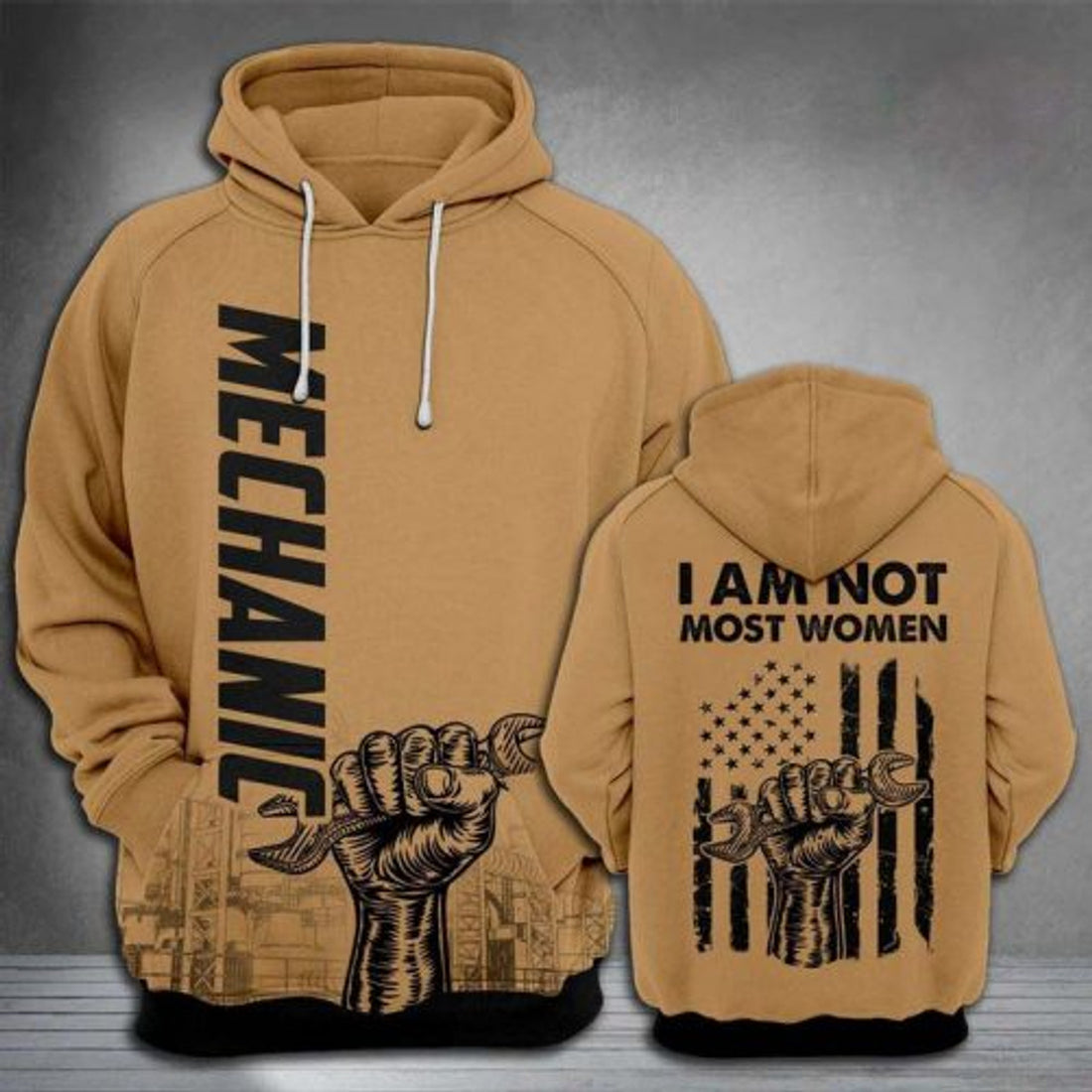 FUNSTUFFPRINT Mechanic 3D Hoodie For Women I Am Not Most Women Brown 3D Hoodie and Zip Hoodie