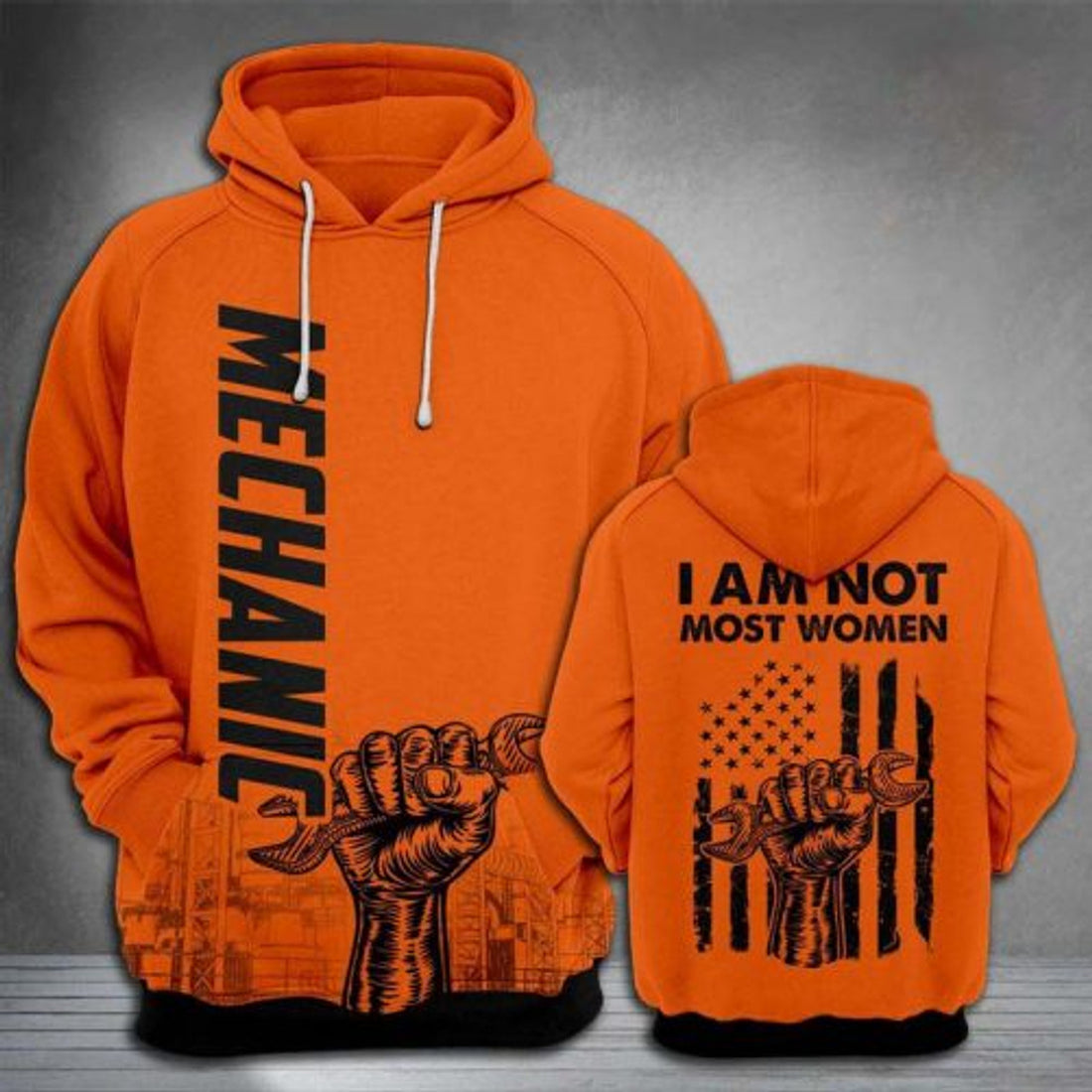 FUNSTUFFPRINT Mechanic 3D Hoodie For Women I Am Not Most Women Orange 3D Hoodie and Zip Hoodie
