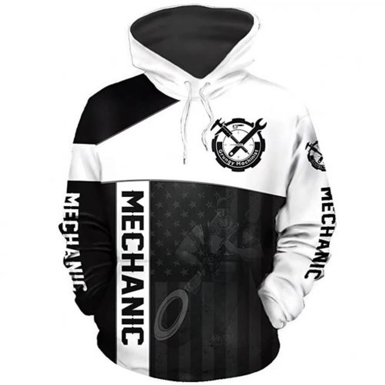 FUNSTUFFPRINT Mechanic 3D Hoodie Grungy Mechanic 3D Hoodie and Zip Hoodie