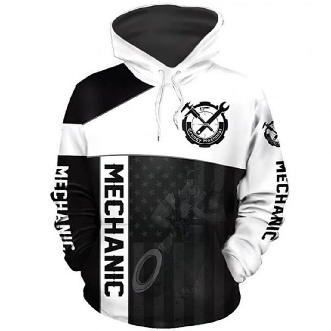 FUNSTUFFPRINT Mechanic 3D Hoodie Grungy Mechanic 3D Hoodie and Zip Hoodie
