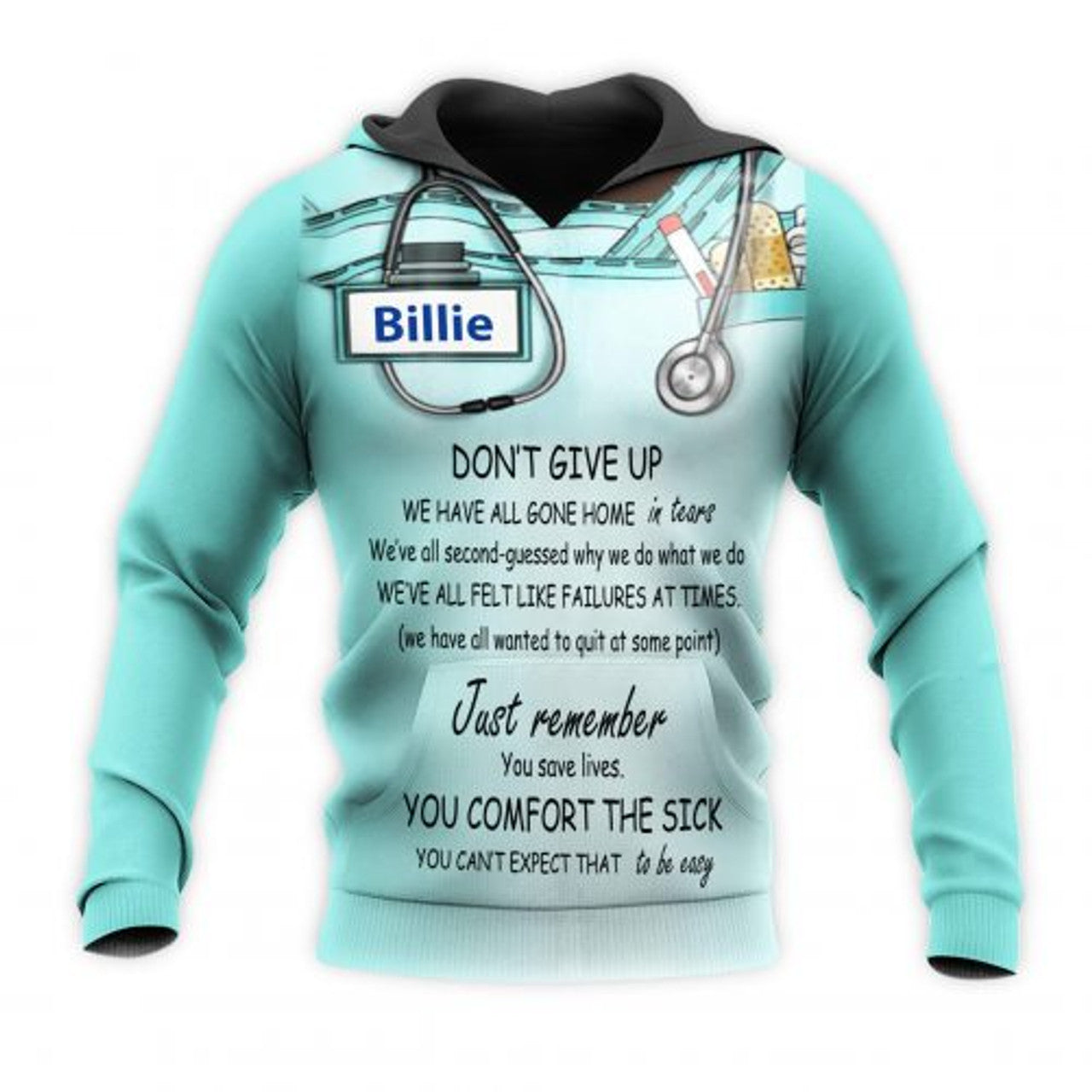 FUNSTUFFPRINT Personalized Nurse 3D Hoodie Dont Give Up 3D Hoodie and Zip Hoodie