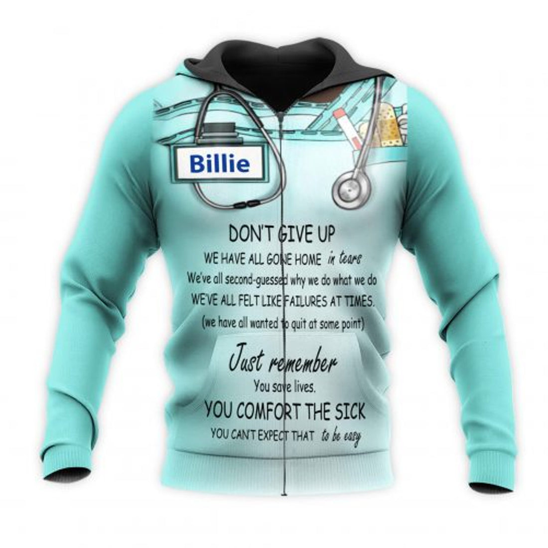FUNSTUFFPRINT Personalized Nurse 3D Hoodie Dont Give Up 3D Hoodie and Zip Hoodie