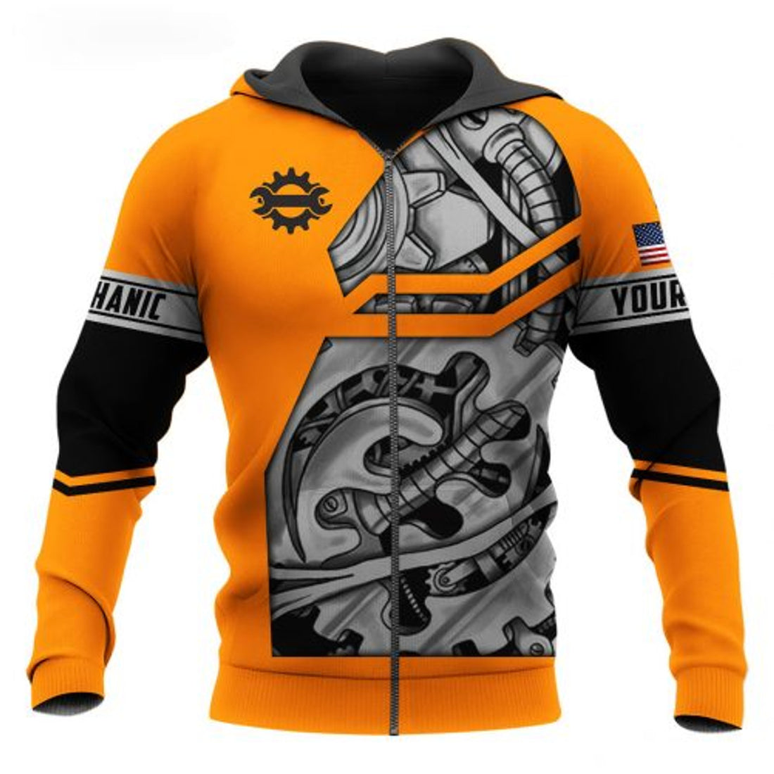 FUNSTUFFPRINT Personalized Mechanic 3D Hoodie Orange 3D Hoodie 3D Hoodie and Zip Hoodie