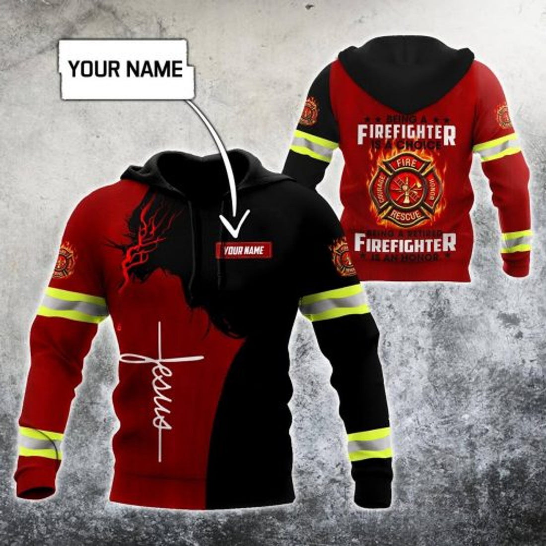 FUNSTUFFPRINT Personalized Firefighter 3D Hoodie Being A Retired Firefighter Is An Honor Red 3D Hoodie and Zip Hoodie