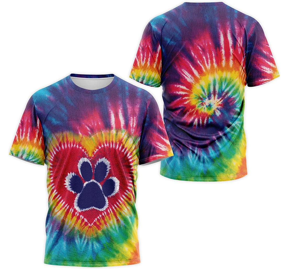 FUNSTUFFPRINT Personalized T-Shirt, Hoodie - Tie Dye Heart Paw 3D T-shirt